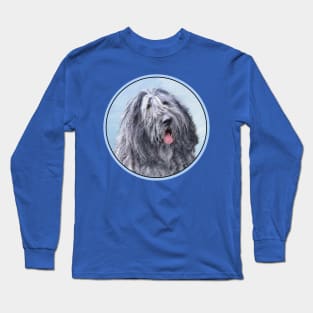 Bergamasco Sheepdog Painting - Cute Original Dog Art Long Sleeve T-Shirt